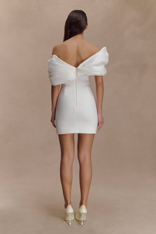 Aphrodite Off Shoulder Crepe Mini Dress - Ivory